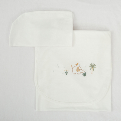 Sábana de Capazo de Punto Algodón 40 x 80 Bimbidreams Palm Blanco Verde