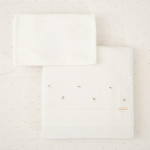 Sábana de Capazo de Punto Algodón 40 x 80 Bimbidreams Cornelia Blanco Verde