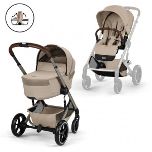 Cochecito Duo Balios S LUX BLK con Capazo Plegable Cybex Almond Beige