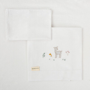 Sábana de Cuna de Punto Algodón 60 x 120 Bimbidreams Deer Blanco Rosa