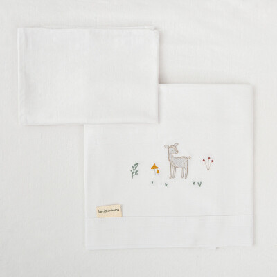 Sábana de Cuna de Punto Algodón 60 x 120 Bimbidreams Deer Blanco Rosa