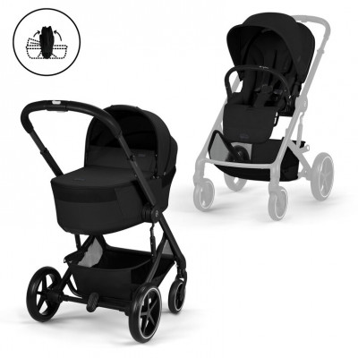Cochecito Duo Balios S LUX BLK con Capazo Plegable Cybex Moon Black