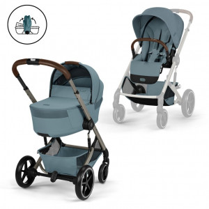 Cochecito Duo Balios S LUX BLK con Capazo Plegable Cybex Stormy Blue