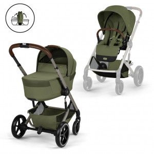 Cochecito Duo Balios S LUX BLK con Capazo Plegable Cybex Moss Green