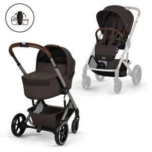 Cochecito Duo Balios S LUX BLK con Capazo Plegable Cybex Chocolate Brown