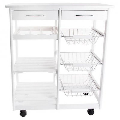 Carrito Verdulero Dkd Home Decor Metal Blanco Pino Con Ruedas Madera Mdf (67 X 37 X 79 Cm)