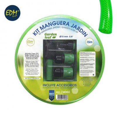 Kit Manguera Jardin Ø Interior 15mm Ø Exterior 20mm (5/8) Rollo 15mts Con