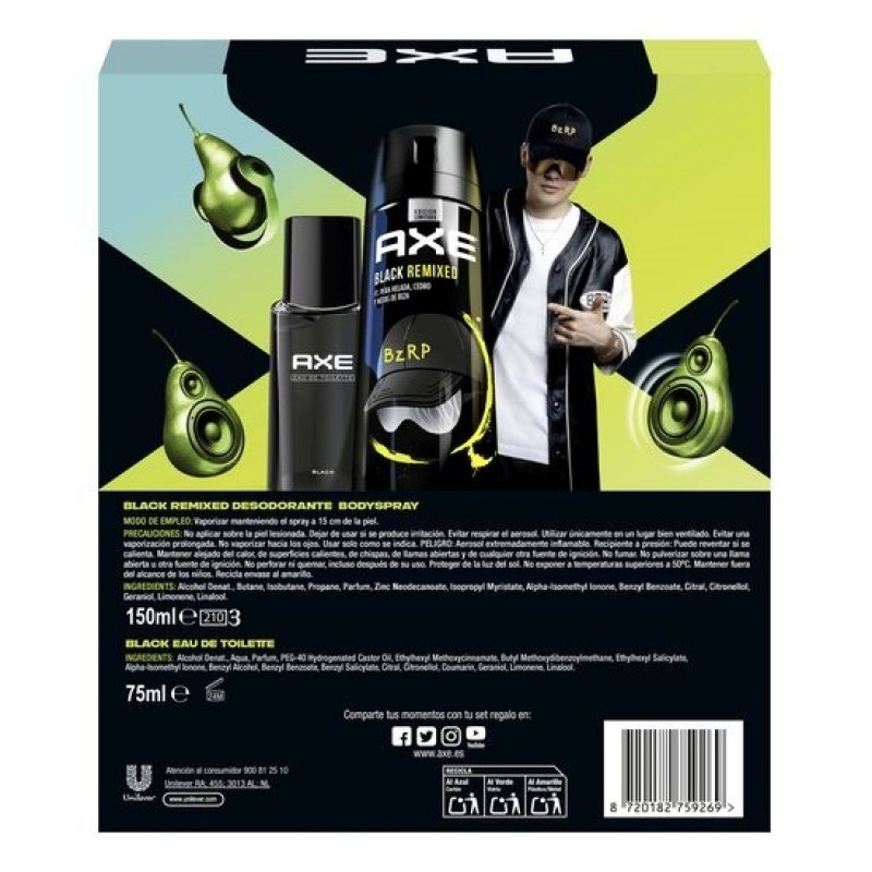 Neceser Axe Black Remixed Notas de BZRP Desodorante y Eau de Toilette AhorroCash EnCasaMiel