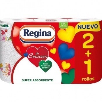 Rollo Cocina Regina de Corazones 3 Capas 3 Rollos Super Absorbente