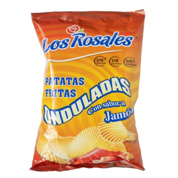 Patatas Fritas Onduladas sabor Jamon Los Rosales 140g Aperitivos sin gluten sin lactosa