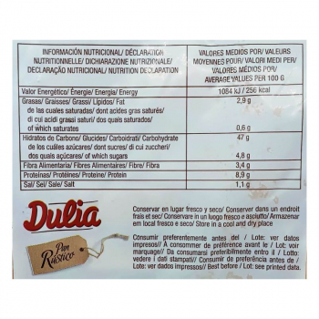Pan Rústico Dulia 14 rebanadas 450g Desayuno