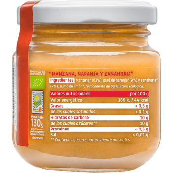 Potito Baby +6 meses Manzana, Naranja y Zanahoria Smileat 130g