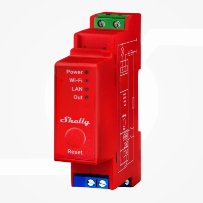 Interruptor WiFi Carril DIN Shelly Pro 1PM - 1 Canal 16A, Medidor de Consumo, LAN, Bluetooth y Matter