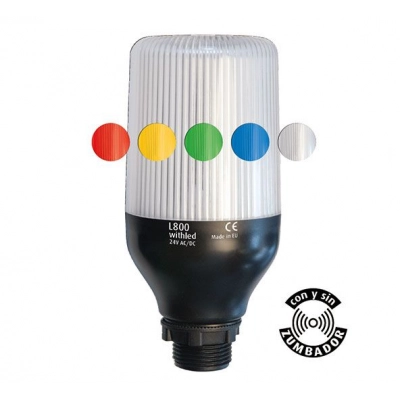 Baliza RGB 5 Colores 24V DC/AC Intermitente y Fijo con Zumbador 88db