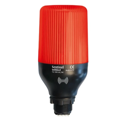 Baliza LED 12V DC/AC Intermitente con Zumbador 88dB Luz ROJA