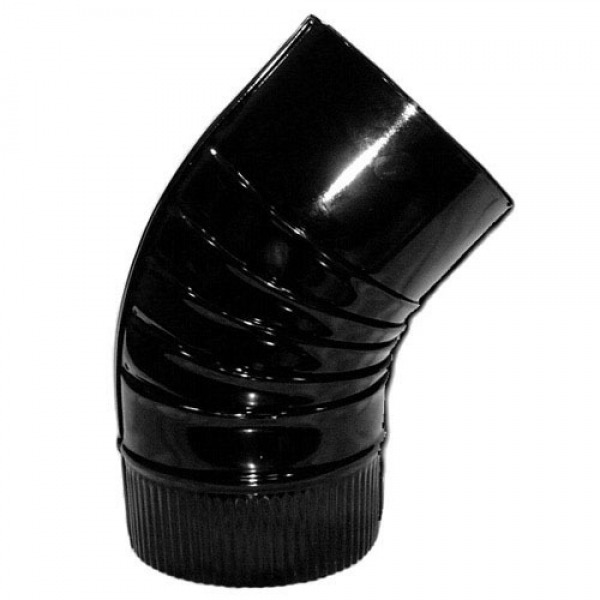 Codo Estufa Color Negro Vitrificado de  100 mm. 45°