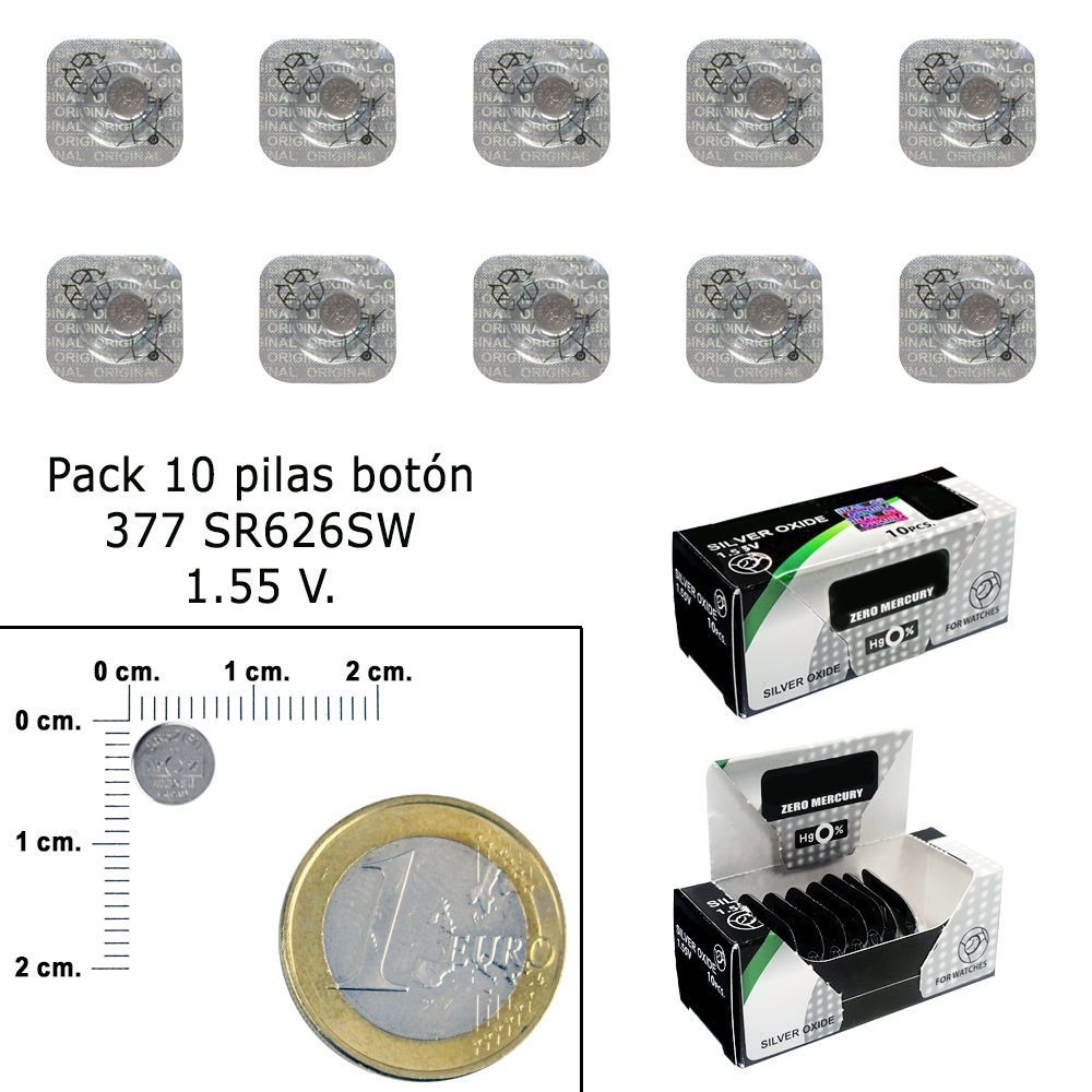 Pila Boton Oxido De Plata 377 SR626SW (Caja 10 Pilas) - Estufas…
