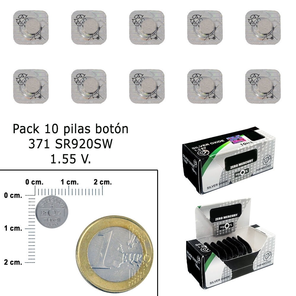 Pila Boton Oxido De Plata 371 SR920SW (Caja 10 Pilas) - Estufas…