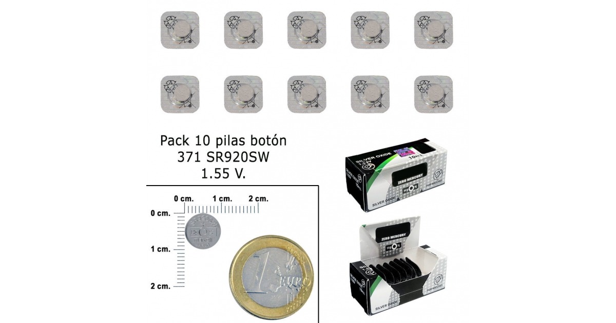 Pila Boton Oxido De Plata 371 / SR920SW (Caja 10 Pilas)