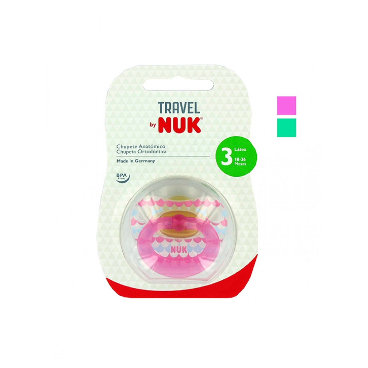 NUK CHUPETE LTEX TRAVEL TALLA 3 18 36 MESES BLSTER 1 UNIDAD.