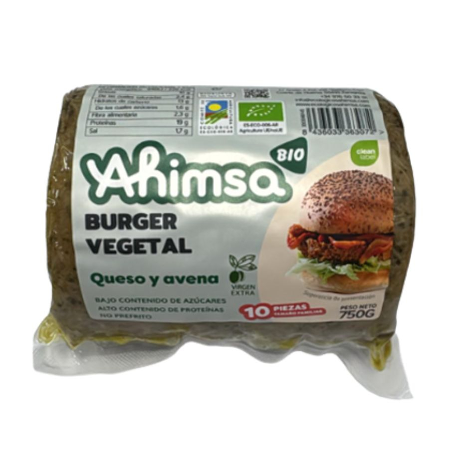 Hamburguesa Vegetal Queso y Avena Bio 750gr Ahimsa