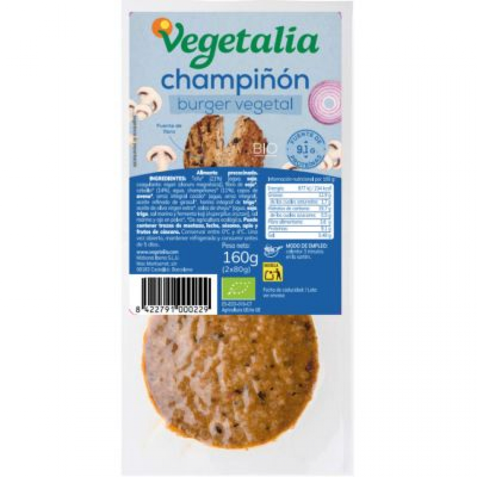 Vegeburguer de Tofu y Champiñones 160gr Vegetalia