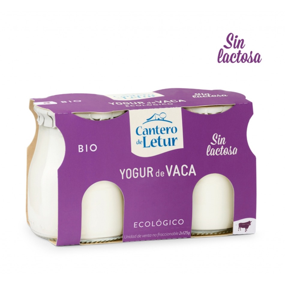 Yogur ecológico de Vaca sin Lactosa 2x125gr El Cantero de Letur