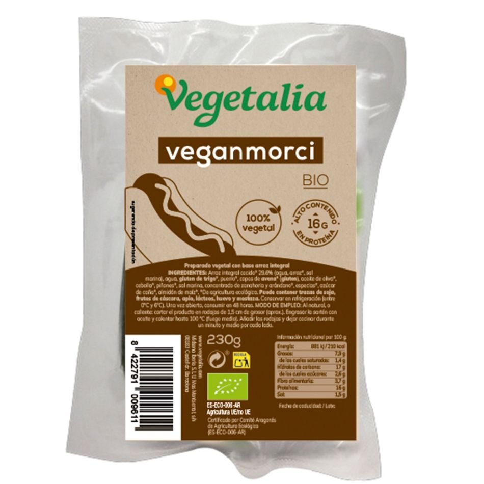 Veganmorci Preparado vegetal tipo Morcilla de Burgos bio 230gr Vegetalia