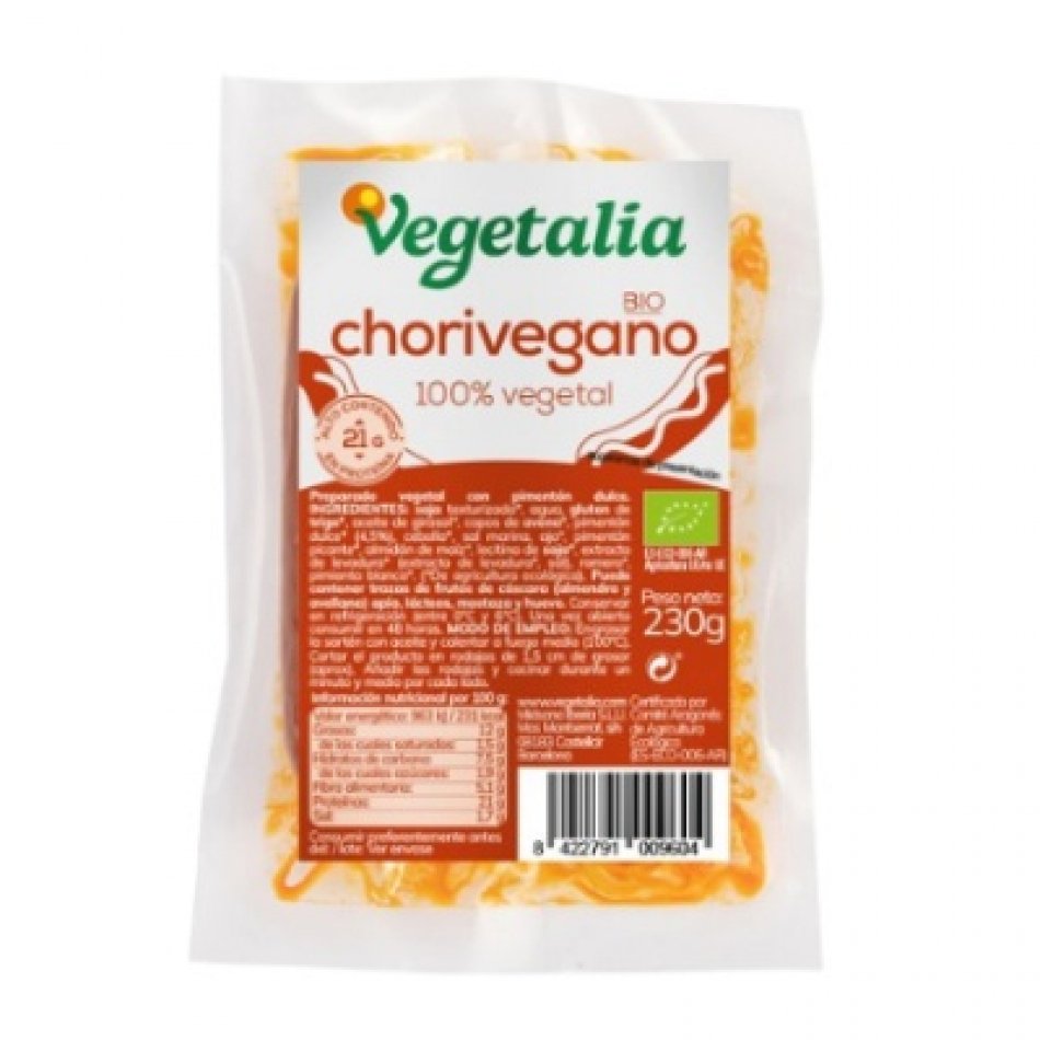 Chorivegano Preparado vegetal tipo Chorizo bio 200gr Vegetalia