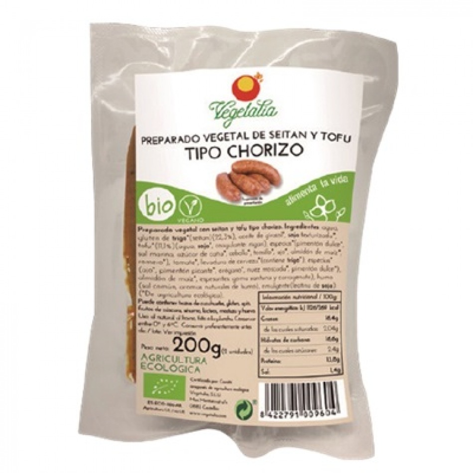 Preparado vegetal tipo Chorizo bio 200gr Vegetalia