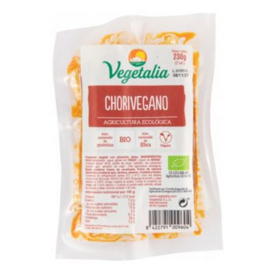 Chorivegano Preparado vegetal tipo Chorizo bio 200gr Vegetalia