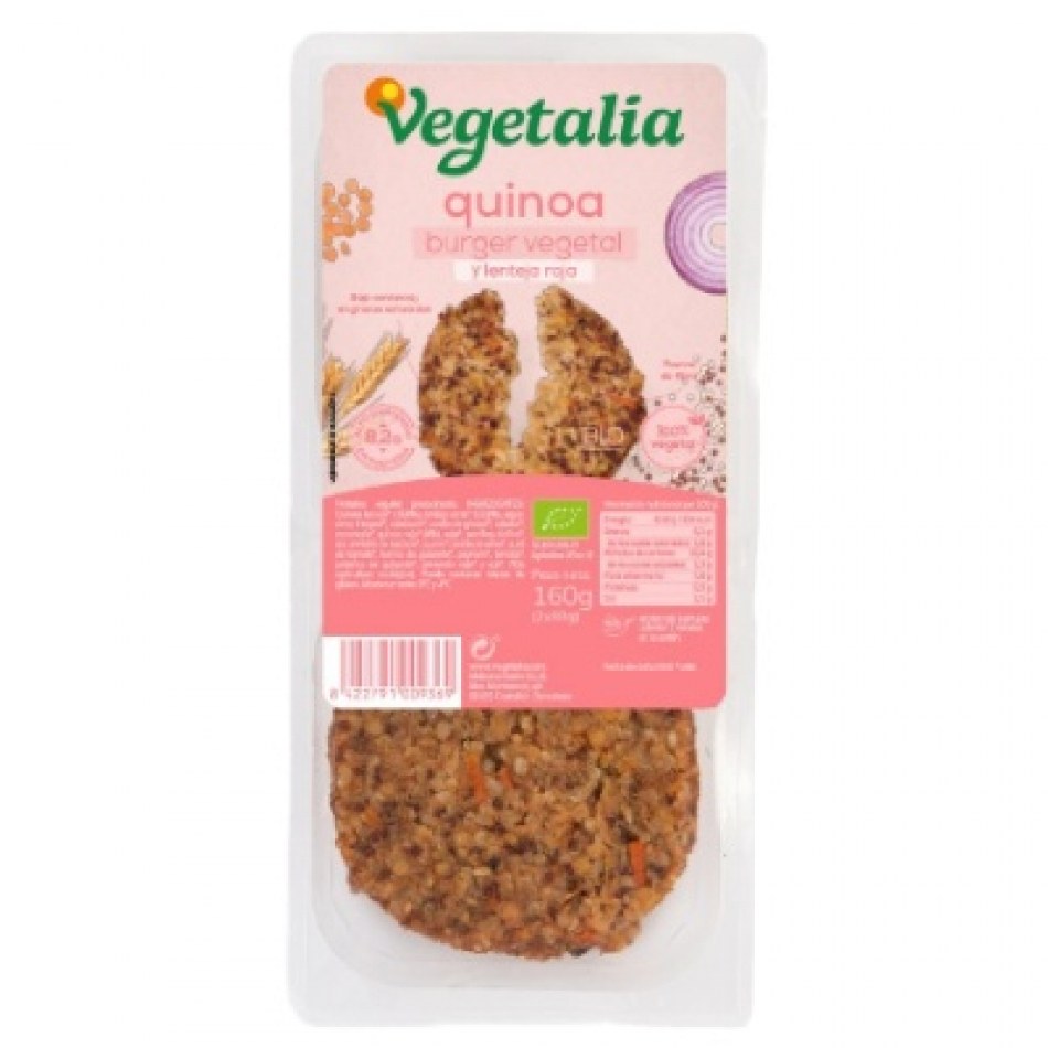 Vegeburguer de cereales Quinoa y Lenteja Roja 2x80gr Vegetalia