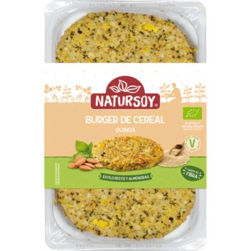 Cereal Burger Quinoa, Pesto y Almendra Bio 2x100gr Natursoy