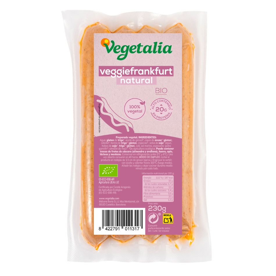 Veggifrankfurt Natural 230gr Vegetalia
