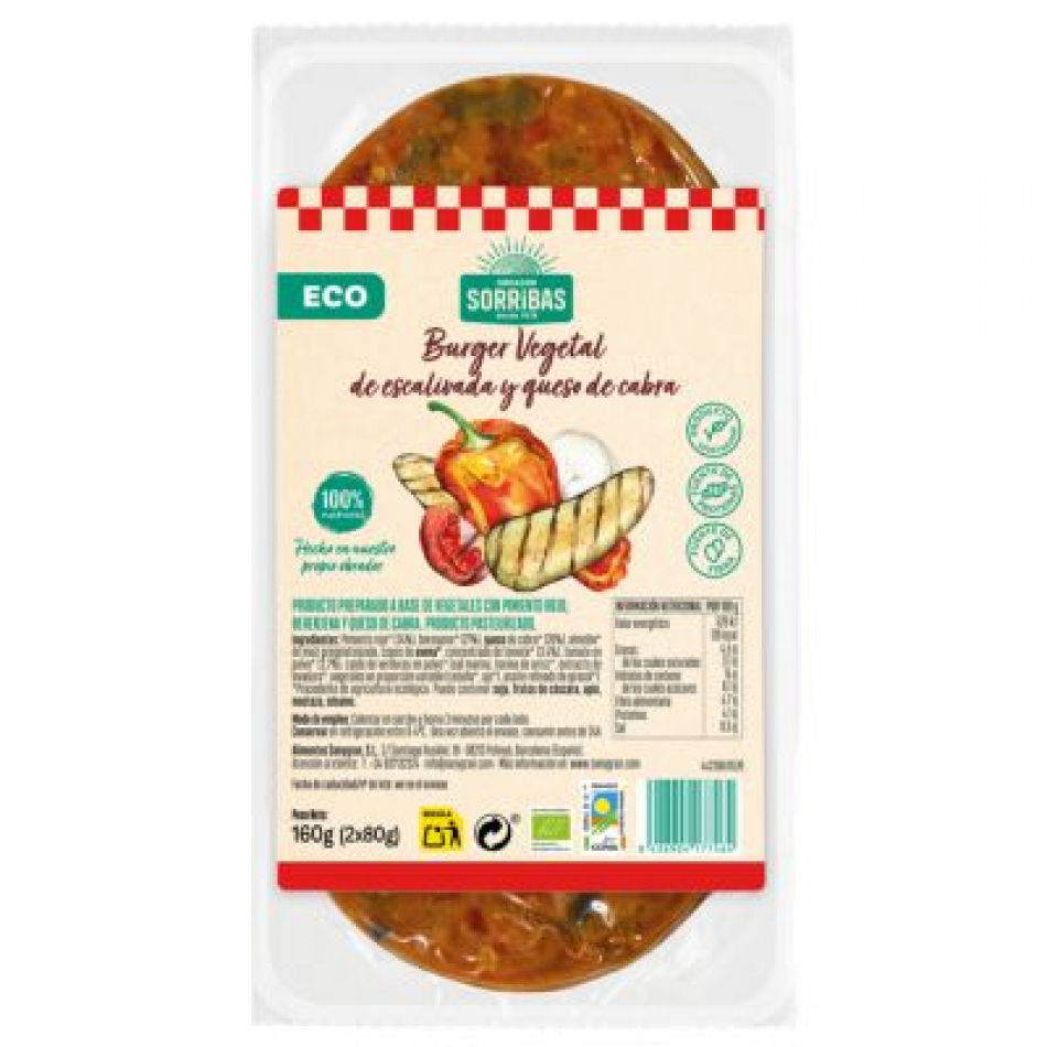 Hamburguesa de Escalivada y Queso de Cabra Eco 160 gr Obrador Sorribas
