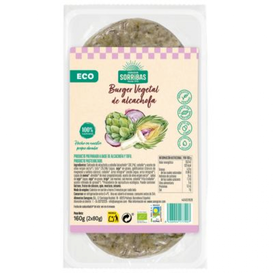 Burger alcachofa 160gr Eco Vegano Obrador sorribas