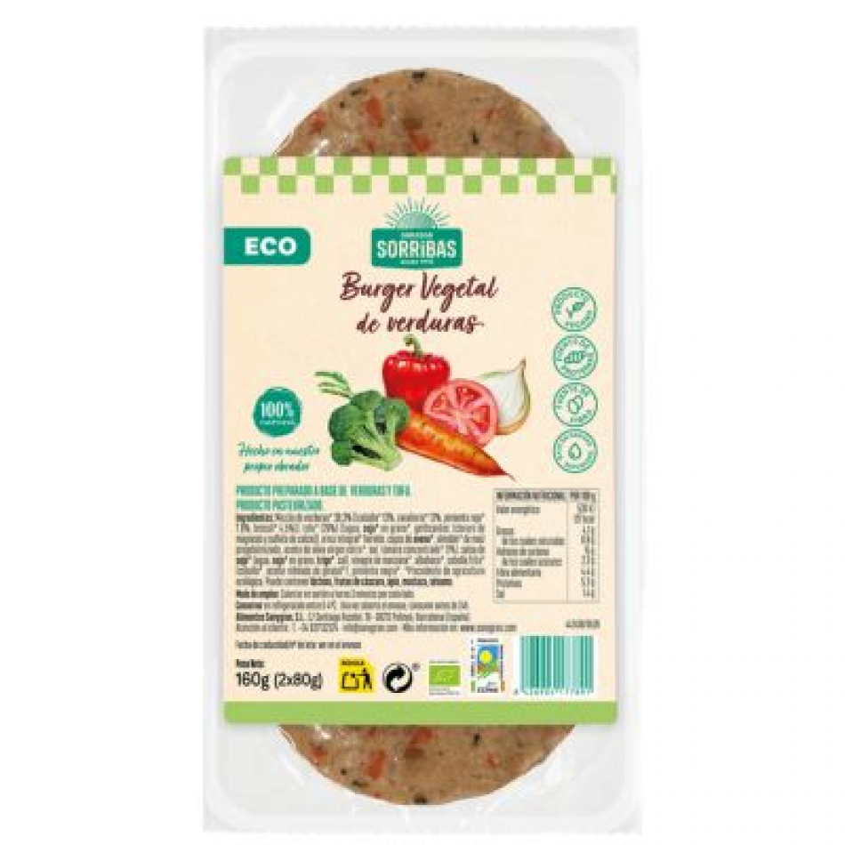 Burger 5 Verduras 160gr Eco Bio Vegano Obrador Sorribas