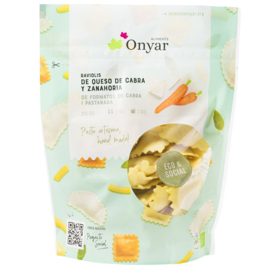 Raviolis Frescos de queso de cabra y zanahoria 250gr Aliments Onyar