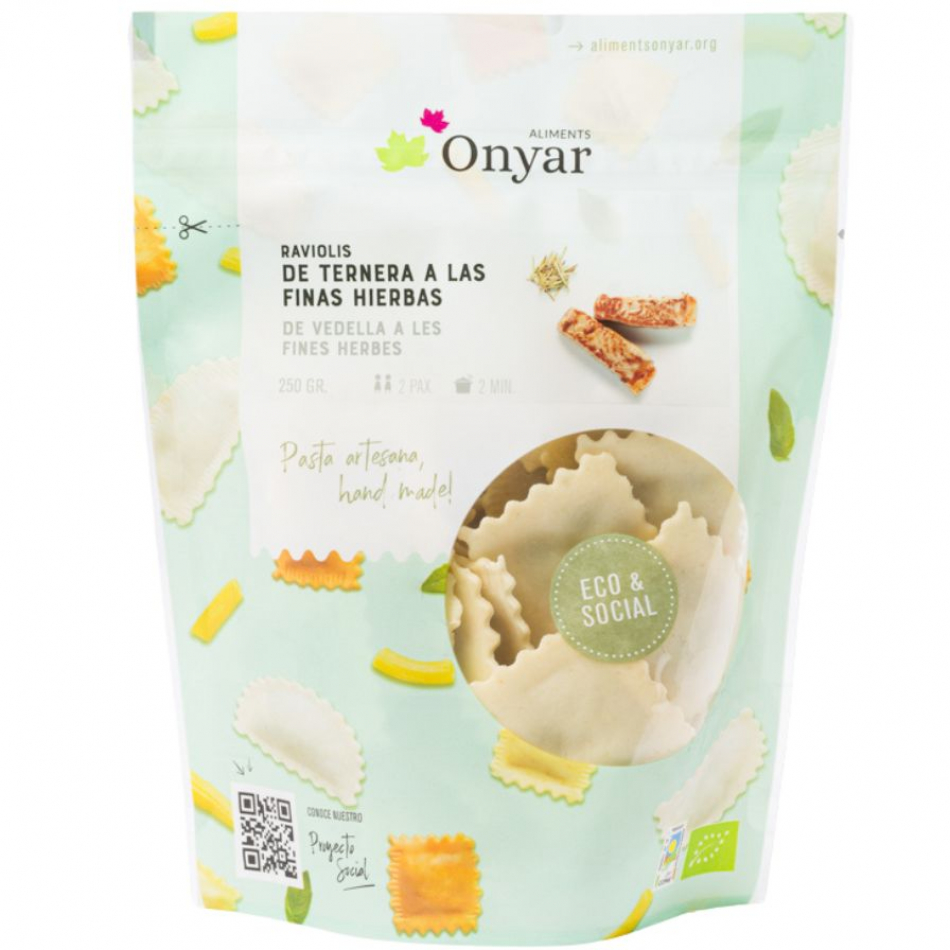 Raviolis frescos de Ternera a las Finas Hierbas Eco 250gr Aliments Onyar