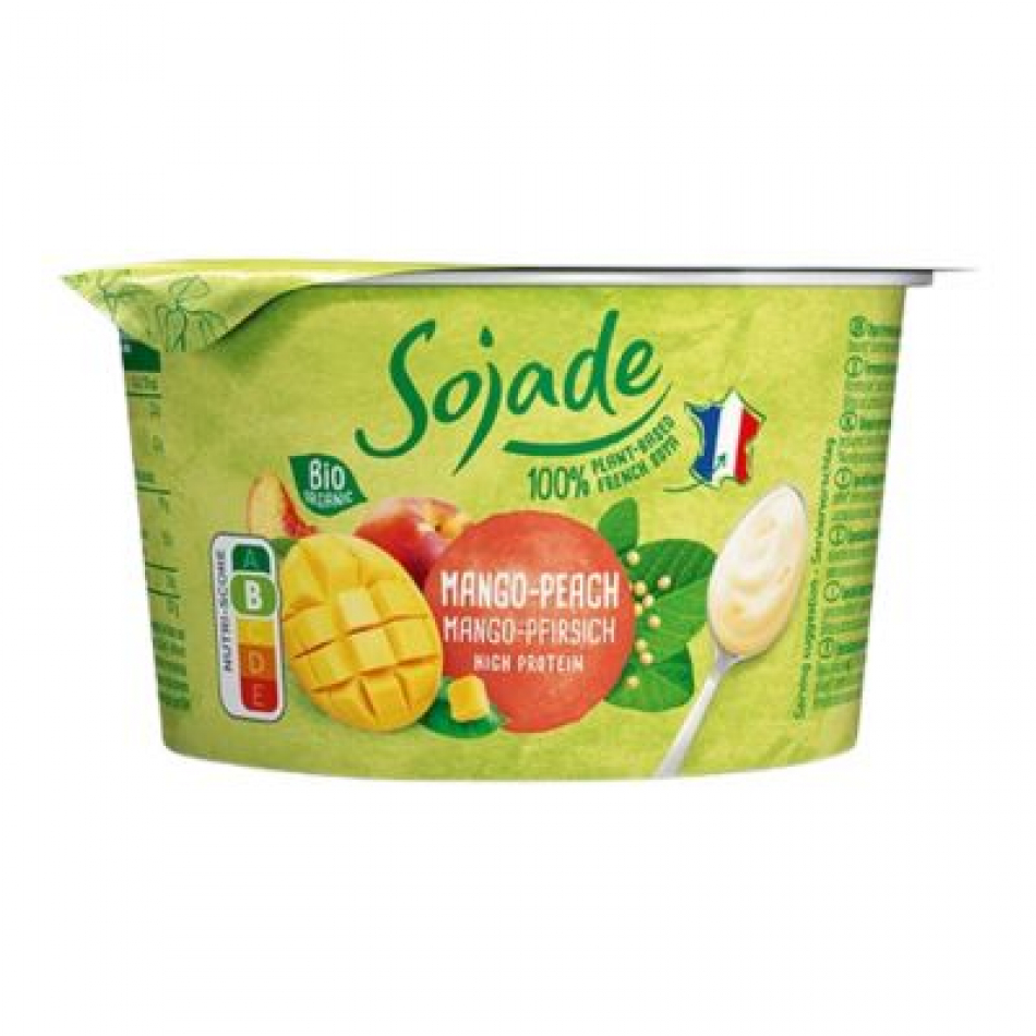 Yogur vegano de soja con mango y melocotón Bio 150gr Sojade