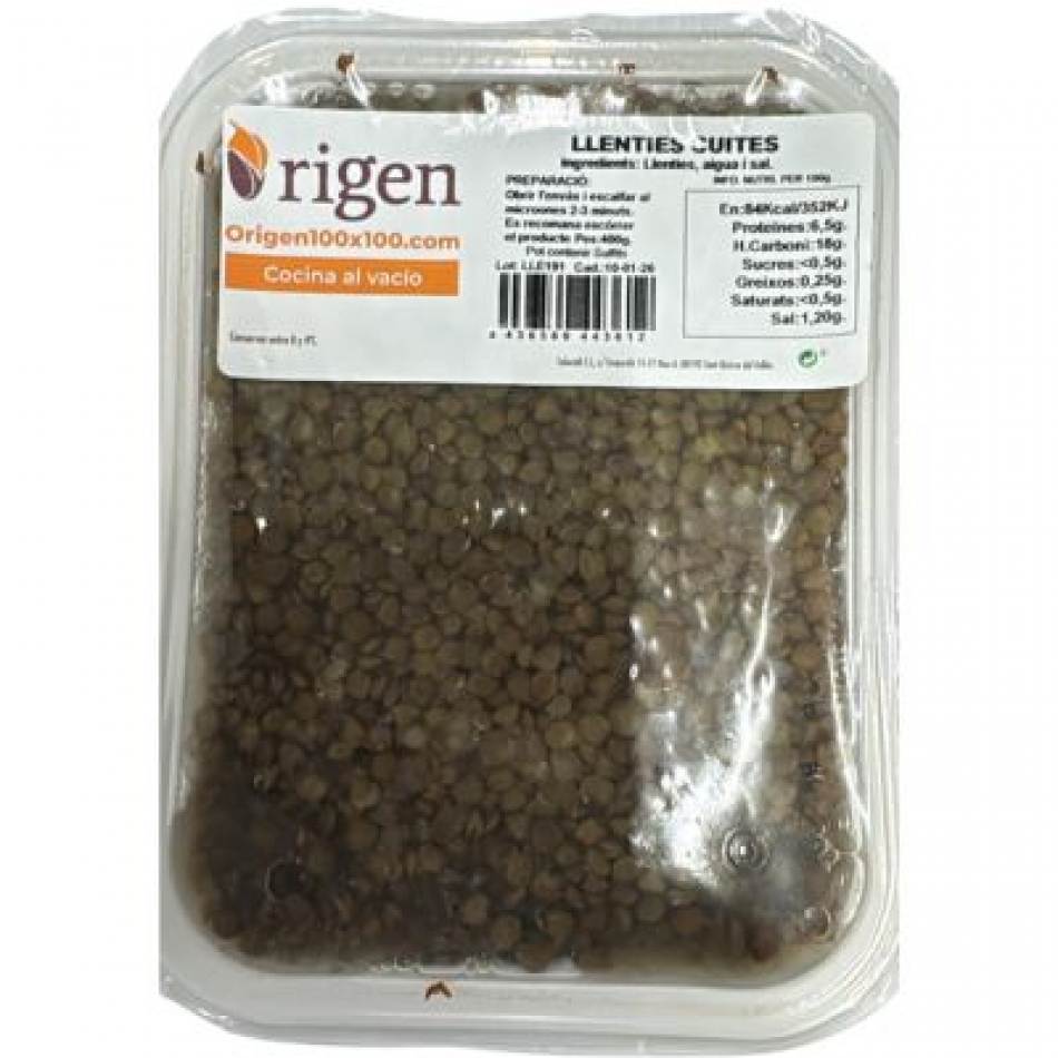 Lenteja Pequeña Cocida 350gr Origen