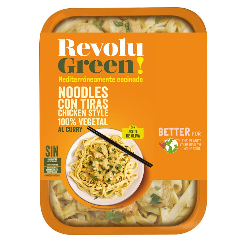 Noodles con Tiras Vegetales y Salsa de Curry 270g Revolu Green