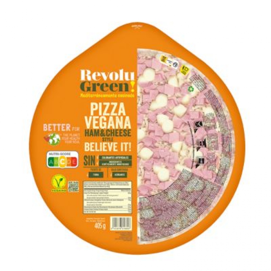 Pizza Vegana Estilo Jamon y Queso 405g Revolu Green