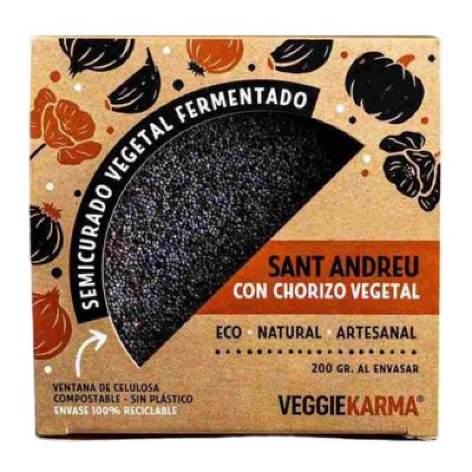 Queso vegetal Semicurado con Chorizo vegetal Sant Andreu 200gr Veggie Karma