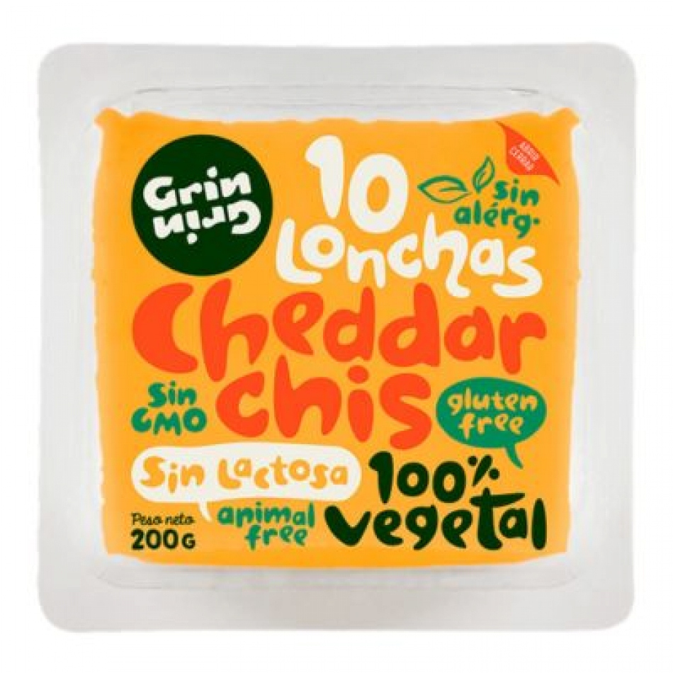 Queso vegetal en lonchas estilo Cheddar Chis 200gr Grin Grin