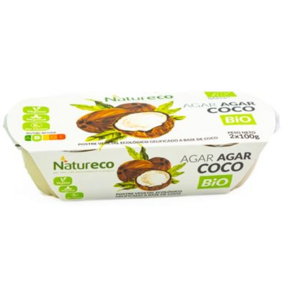 Postre vegano Gelatina Agar Coco Eco 2x100gr Natureco