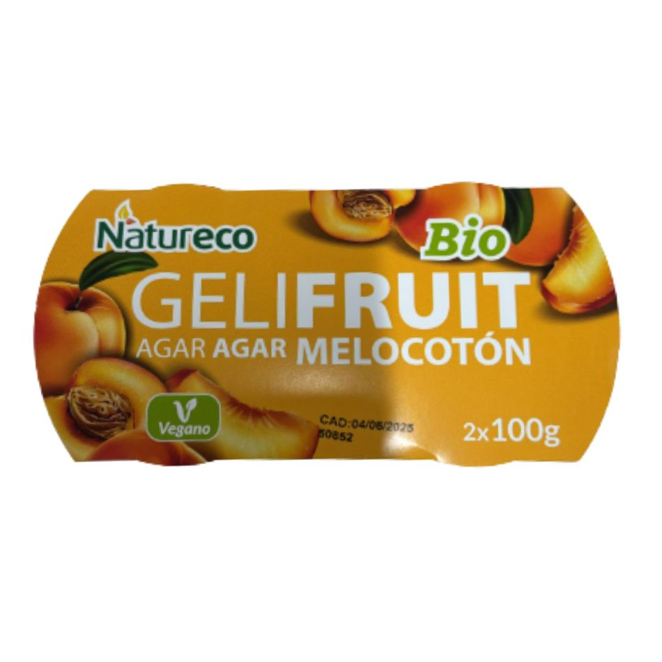 Postre vegano Gelatina Agar Agar Melocoton Eco 2x100gr Natureco