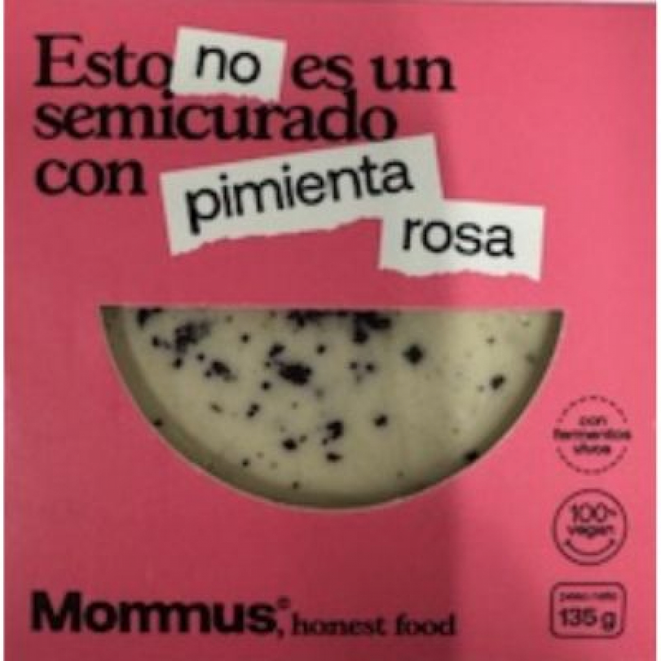 Queso vegano Semicurado Pimienta Rosa 135gr Mommus