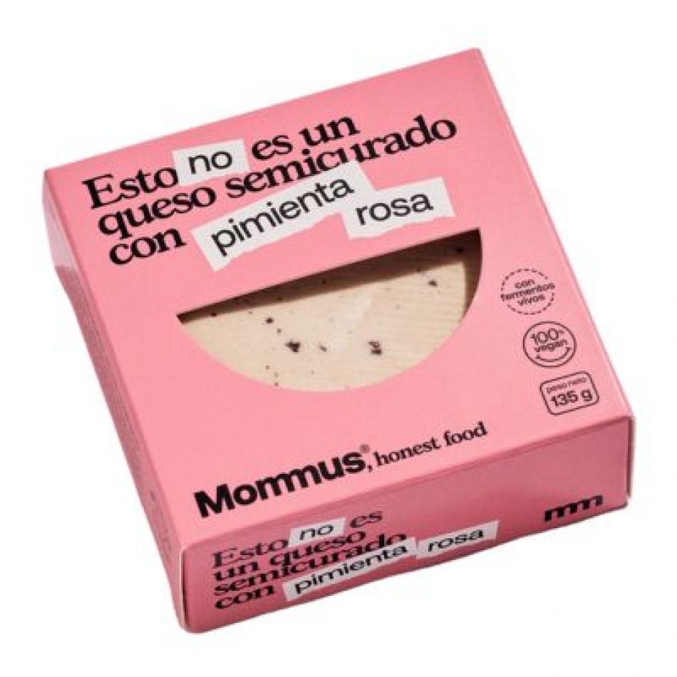 Queso vegano Semicurado Pimienta Rosa 135gr Mommus