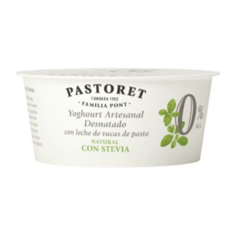 Yogur Artesanal Natural Desnatado con Stevia 125g Pastoret